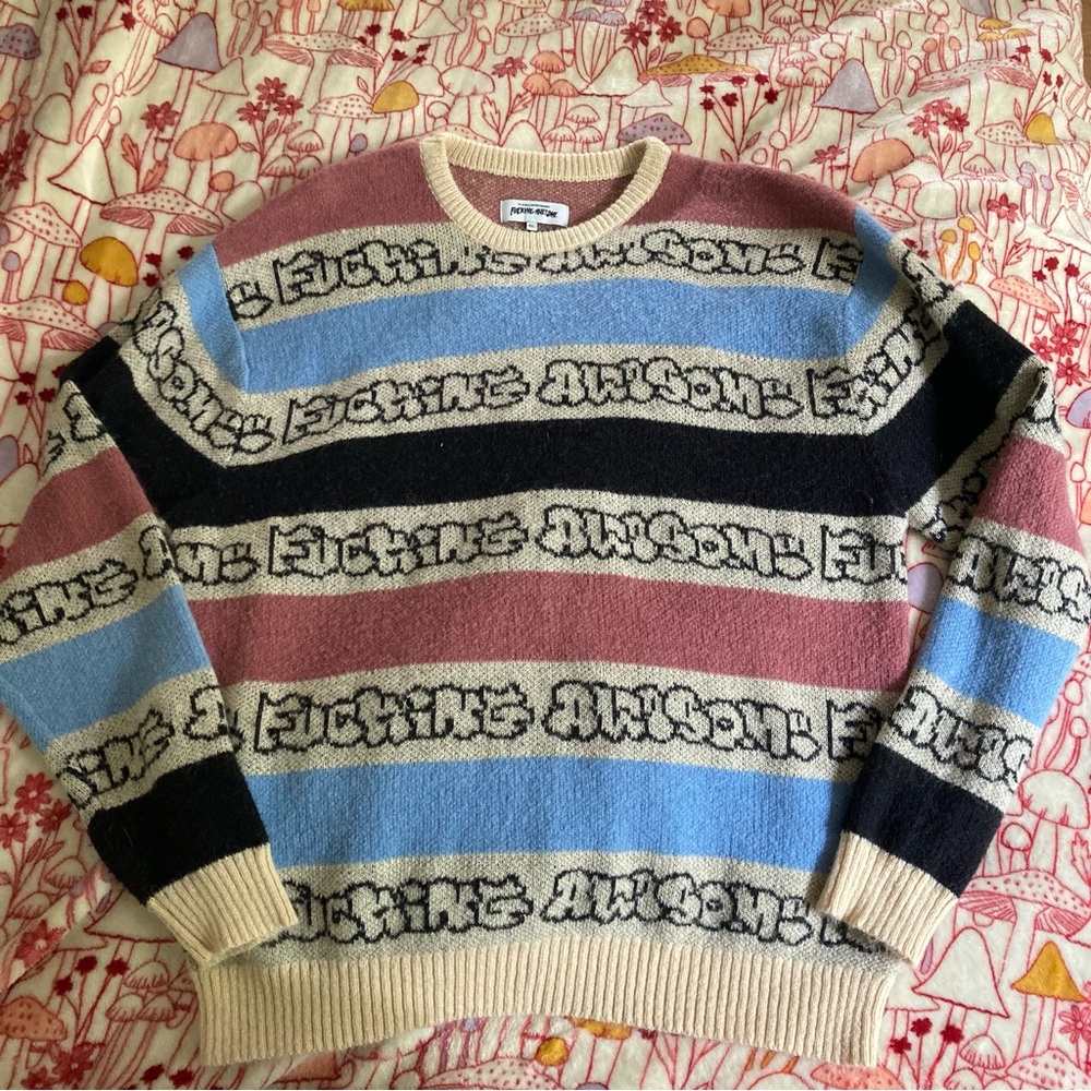 F*cking Awesome Men's Wanto Brushed Sweater Multicolor In Mohair Size XL